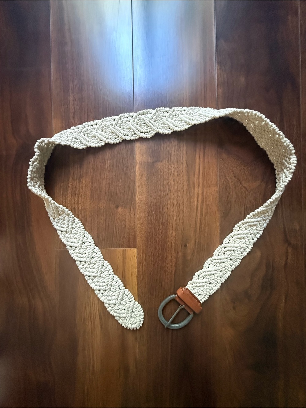 Abercrombie & Fitch Vintage Y2K Ivory Knitted Crotchet Adjustable Belt - EUC!